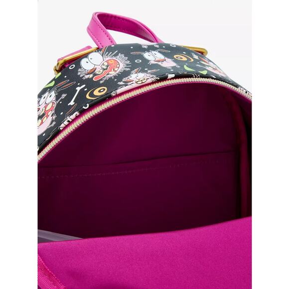 Loungefly Courage The Cowardly Dog Black AOP Mini Backpack - Picture 4 of 4